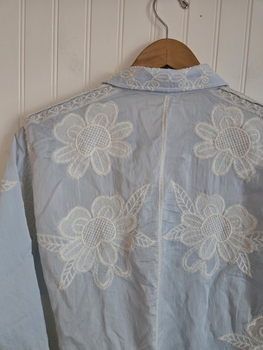POL Light Blue Floral And Lace Embroidered Collar Button-Up Tunic - Picture 13 of 13
